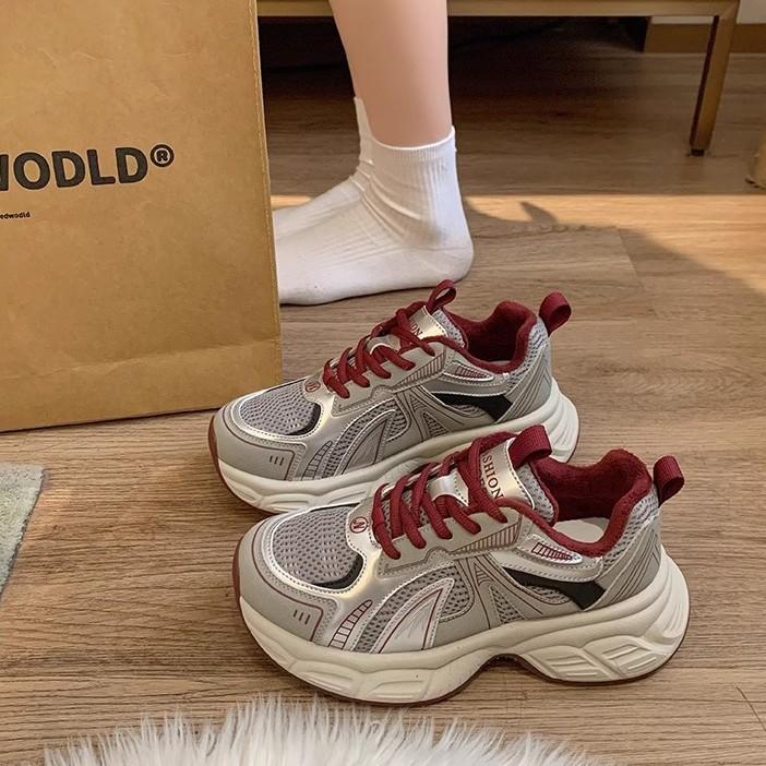 2025 autumn and winter new thick-soled versatile casual shoes women's feet small velvet dad shoes gray sports shoes cotton shoes