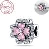 Charms 925 Silver Heart-shaped Clover Bead Original Pendant Bracelet Jewelry DIY Gift
