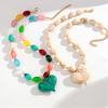 Boho żywiczny wisiorek w kształcie serca naszyjnik dla kobiet letni modny ręcznie robiony wielokolorowy geometryczny koraliki choker wyrazista biżuteria prezent