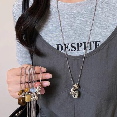Bohemian Vacation Style Colorful Irregular Bead Women's Pendant Necklace Daily Lazy Style Dressing Niche Fashion Accessories