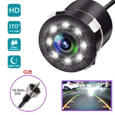 Câmera de visão traseira para carro ccd, 8led, visão noturna, monitor de estacionamento automático, ip68, à prova d'água, imagem de alta definição de 170 graus