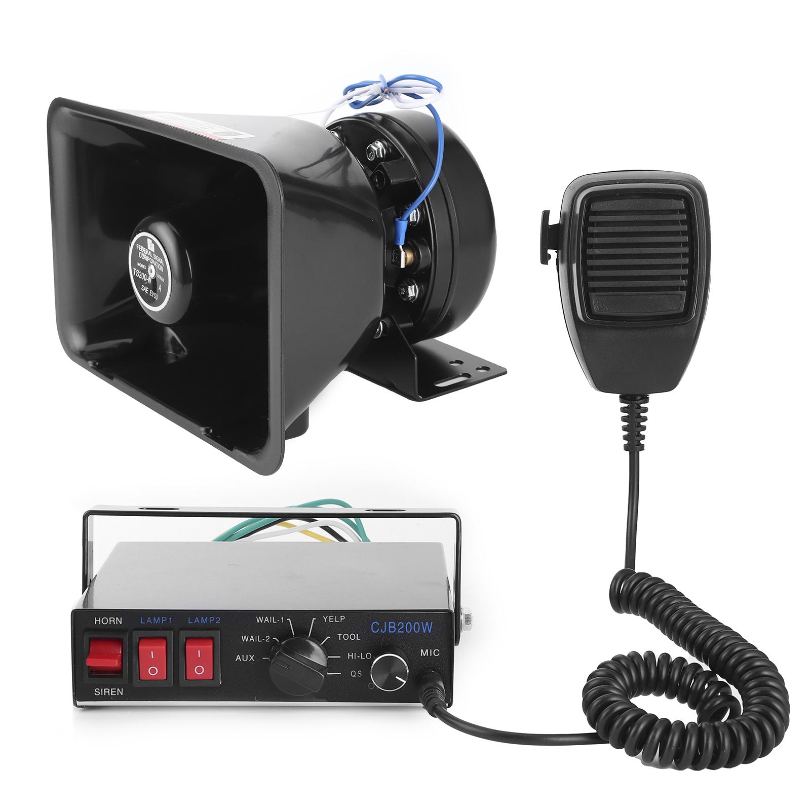 

Автомобильная акустическая система Предупреждающая сигнализация Пожарная сирена Рог 200 Вт 8 Громкий звук Мегафон Микрофонный динамик