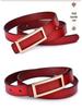 Cinturón de cintura rectangular de cuero genuino para mujer con hebilla lisa - Cinturón versátil casual de piel de vaca para pantalones