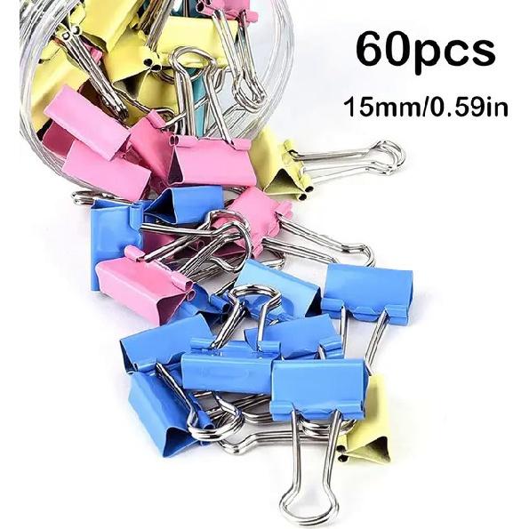60 de bucăți mini agrafe de liant agrafă de liant de culoare agrafă de hârtie mică 15 mm 5/8 inch agrafe de birou de dimensiuni micro pentru acasă, școală, birou, afaceri