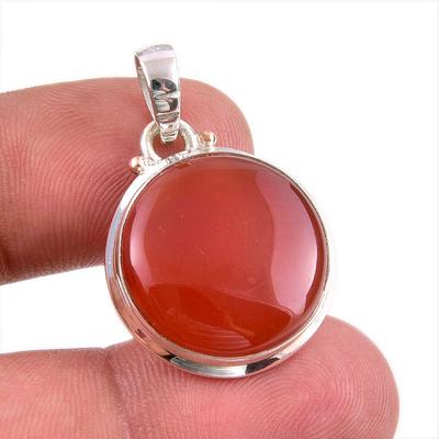 Natural Carnelian Gemstone Handmade 925 Solid Sterling Silver Pendant 1.50" I6C49