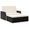 VidaXL Garden Lounge Set 2 Pcs with Cushions Wicker Resin Black