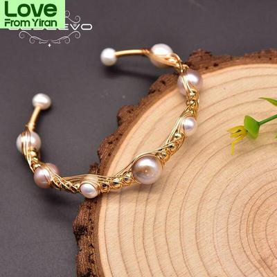 Glseevo Natural Fresh Wate Pearl Charm Wrap Bracelets Bangles For Women Engagement Handmade Classic Luxury Fine Jewellery
