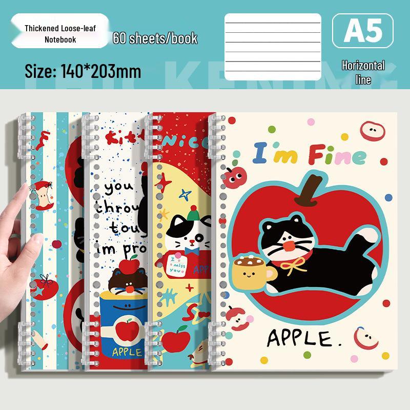 

Милый котик с высокой ценностью, папка для яблочного пирога: Съемный блокнот в линейку формата A5, размер B5