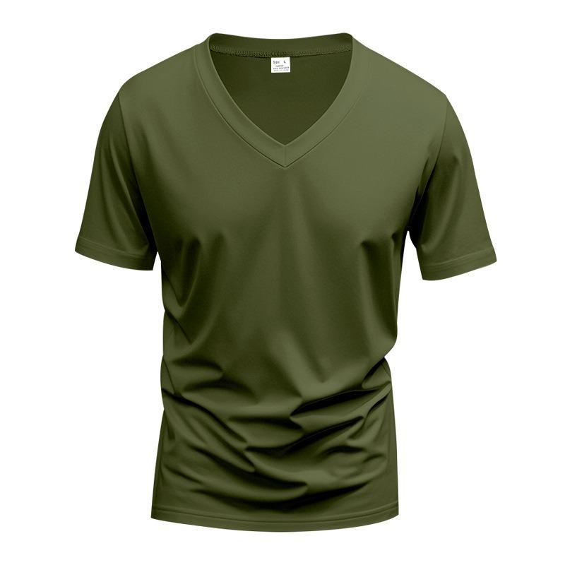 T-shirt Homme Style Américain Col en V Séchage Rapide Respirant Décontracté Sport Manches Courtes Homme