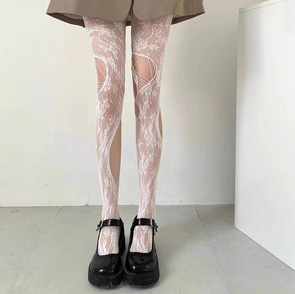 Spring Summer Thin Party Club Pantyhose Dark Hollowed Out Fishnet Stockings Women Gothic Spider Web Fish Net Black Silk Tights