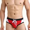 Heren Laag Uitgesneden Zwembroek Nylon Mesh Paneel Sneldrogend Elastische Contour Zakje Sexy Kleurblok Zwemkleding Voor Mannen