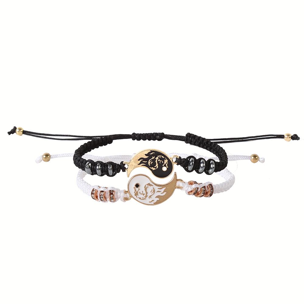 Alloy Tai Chi Bagua Hand-Woven Couple Bracelet Set