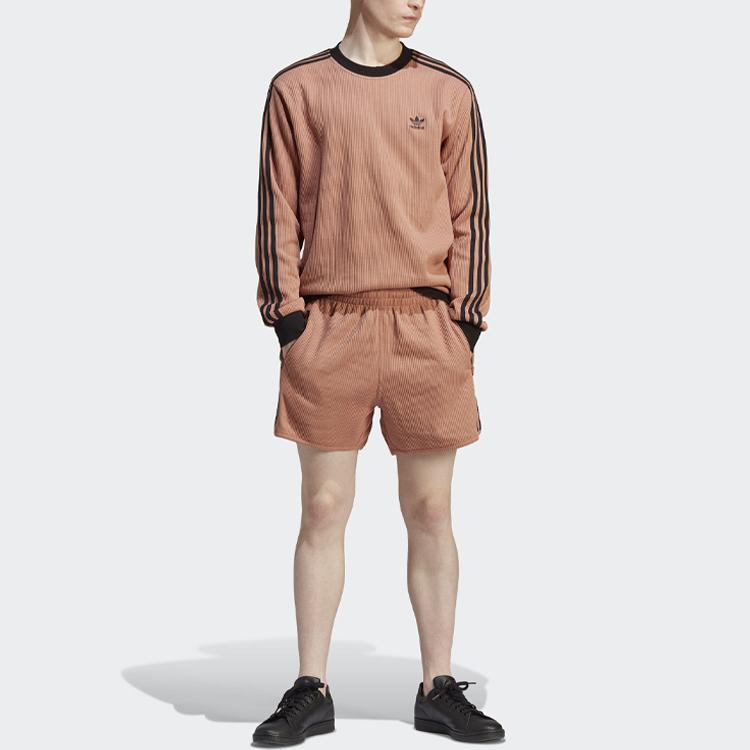 Adidas Originals Adicolor Classics Waffle Textured Stripe Shorts Men Shorts Coffee HS2082