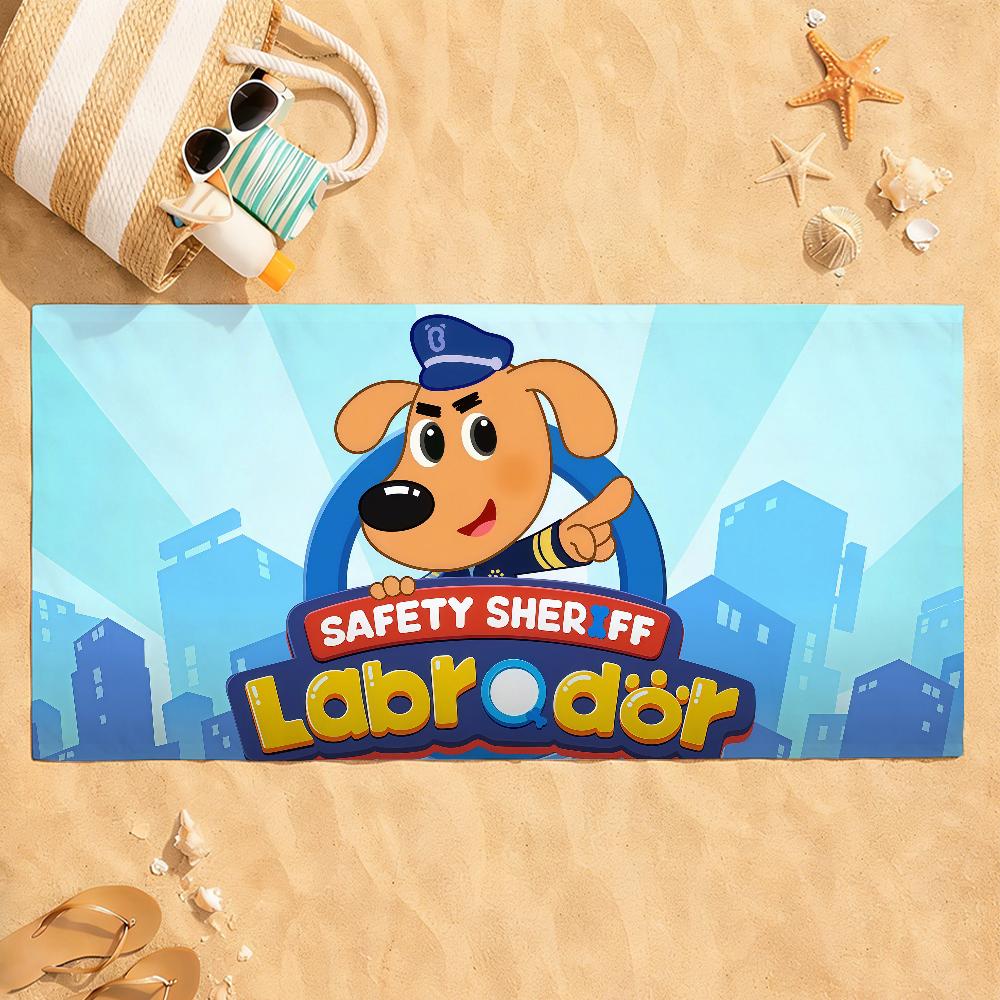 Asciugamano Cartoon Sicurezza S-Scieriffo L-Labrador Asciugatura Bagno Applicabile a Nuoto Leggero Campeggio Yoga Spiaggia Fuori