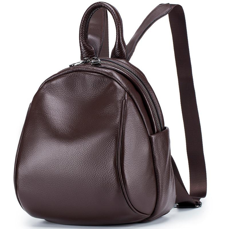 

Рюкзак женский модный тренд простой старший Sense большой емкости натуральная кожа мягкий чехол маленький рюкзак сумка для поездок на работу кофейный
