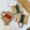 Women's Handbag Portable Business Stripes Simple Square Canvas Big Bag