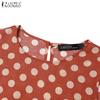ZANZEA Women Casual O-neck Sleeveless Polka Dot Print Long Dress