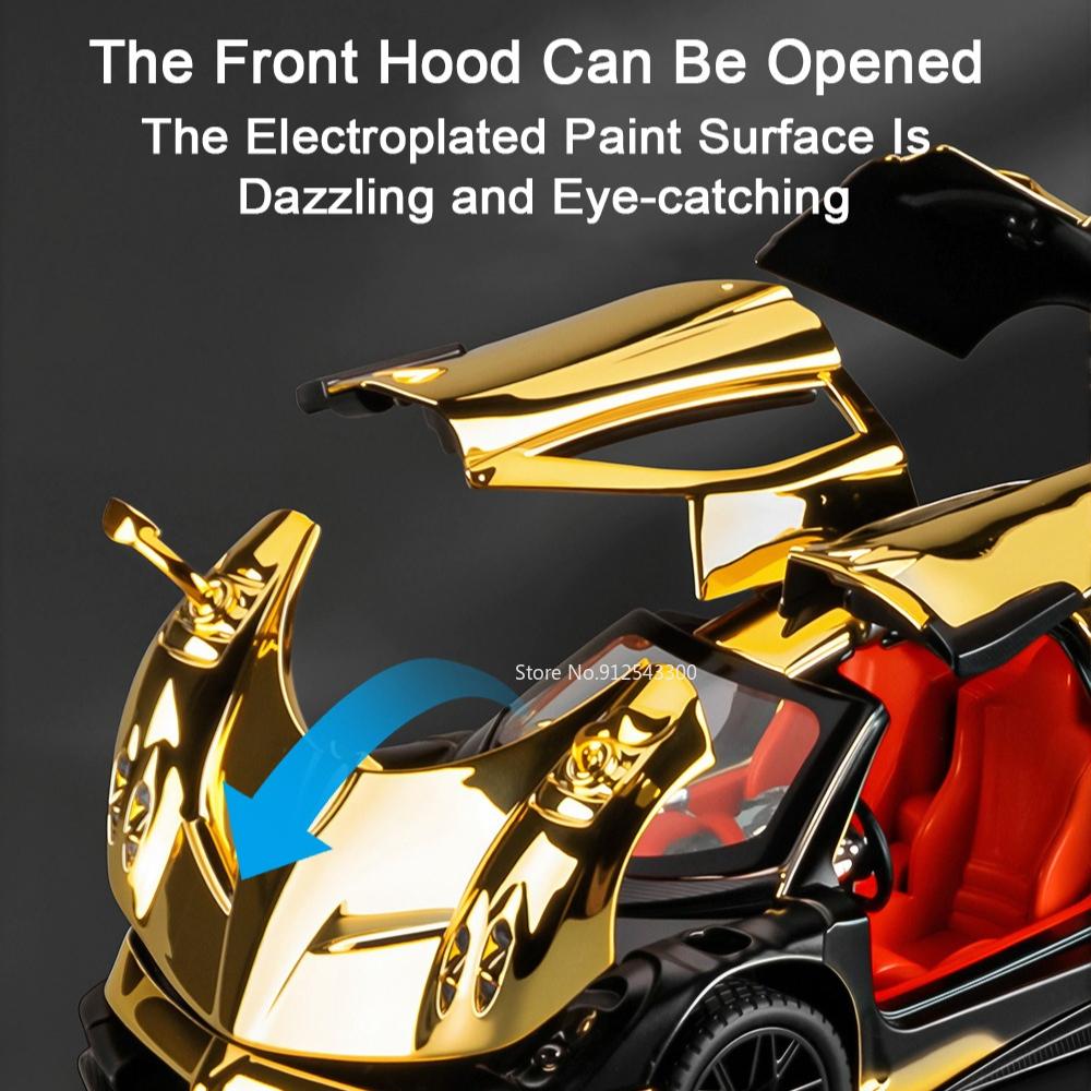 1:24 Scale Pagani Huayra BC Zonda HP Car Toy Model Metal Diecast Miniature Light Music Vehicles Models Hobby Ornaments Gifts