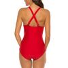 Sexy Swimwear Women One Piece Swimsuits Solid Mesh Bathing Suits Cross Back Beach Wear