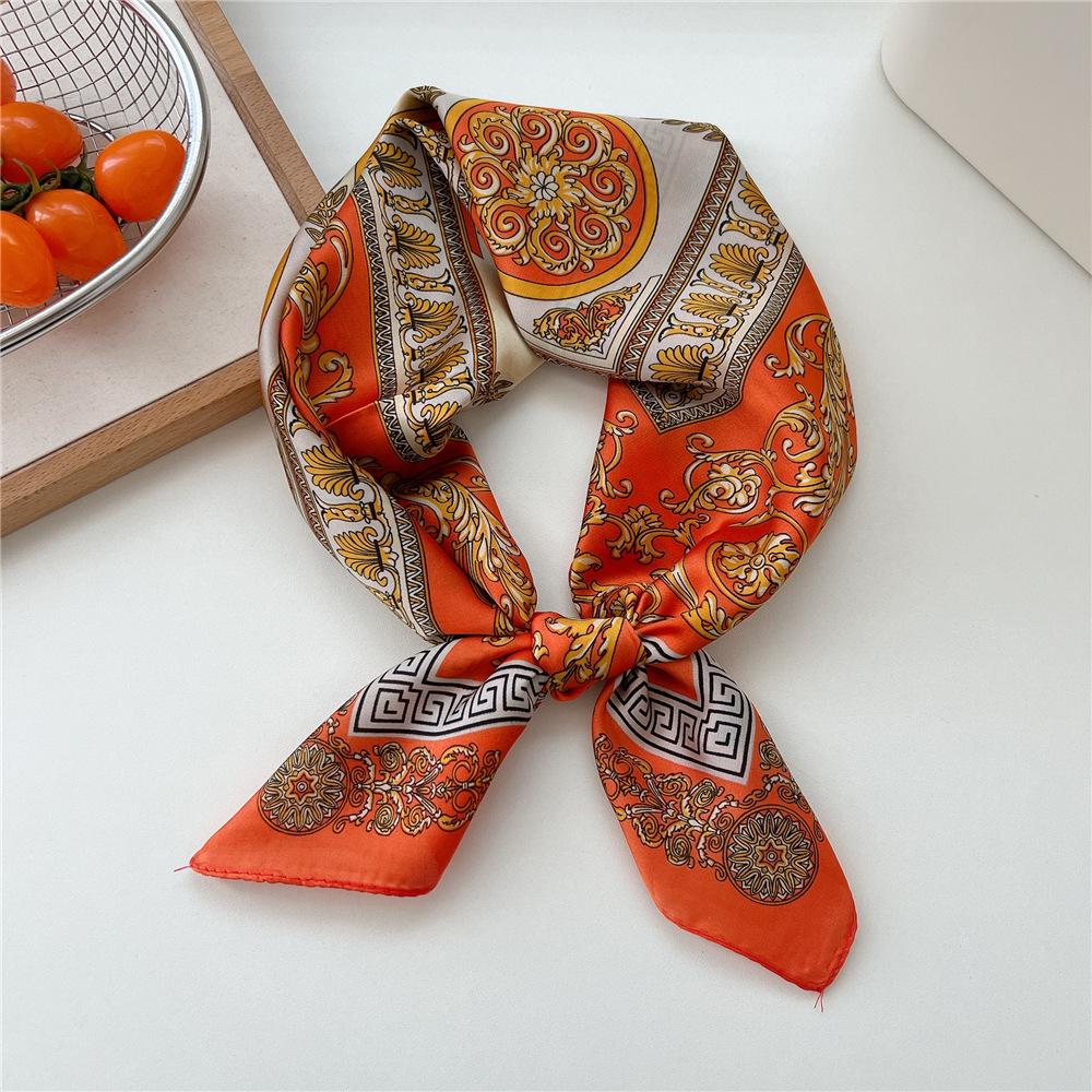 70*70cm New Luxury Square Scarf Silk Scarves Women Neck Hair Tie Band Hijab Kerchief Head Headband Smooth Bandana Female Foulard
