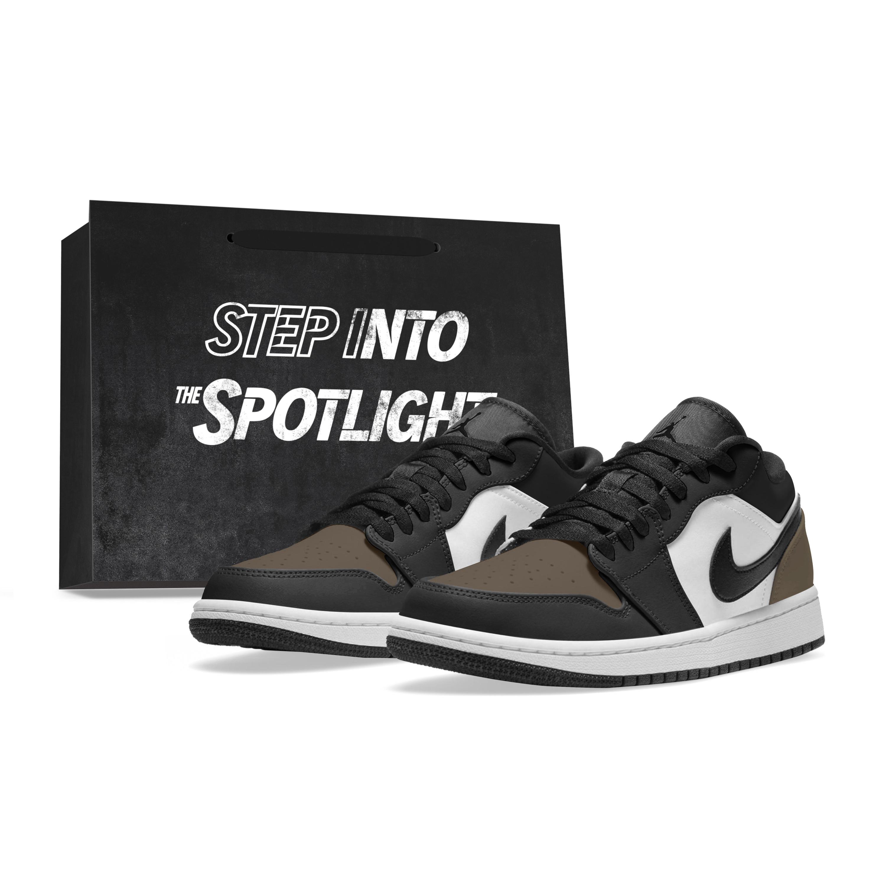 

Jordan Air Jordan 1 Slip Resistant Abrasion Resistant Low top Skateboard Shoes Unisex Black White Brown 553558-132(Team963-SBOX) 36.5