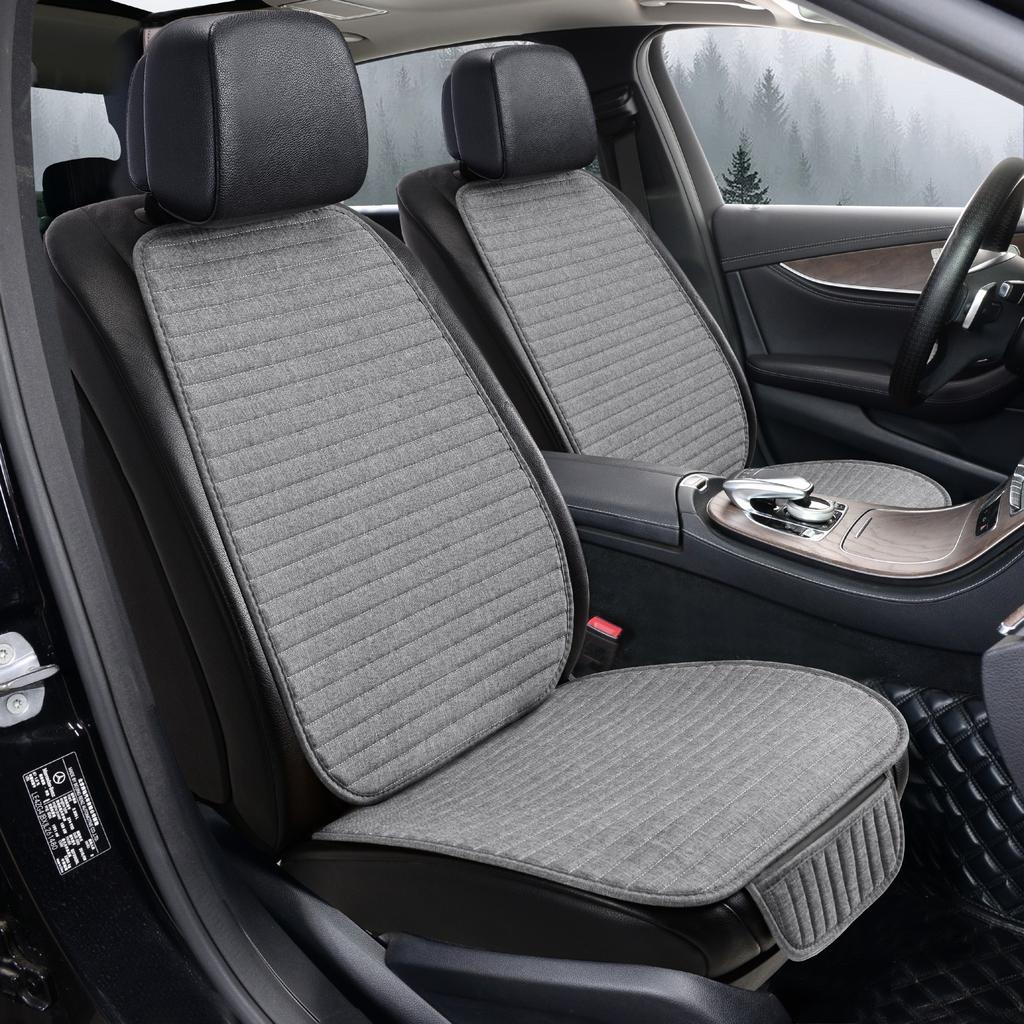 Linen Car Seat Cover Soft & Breathable Front Premium Seat Cushion with Non-Slip Protector Universal Fits Most Cars - 1 Unit
