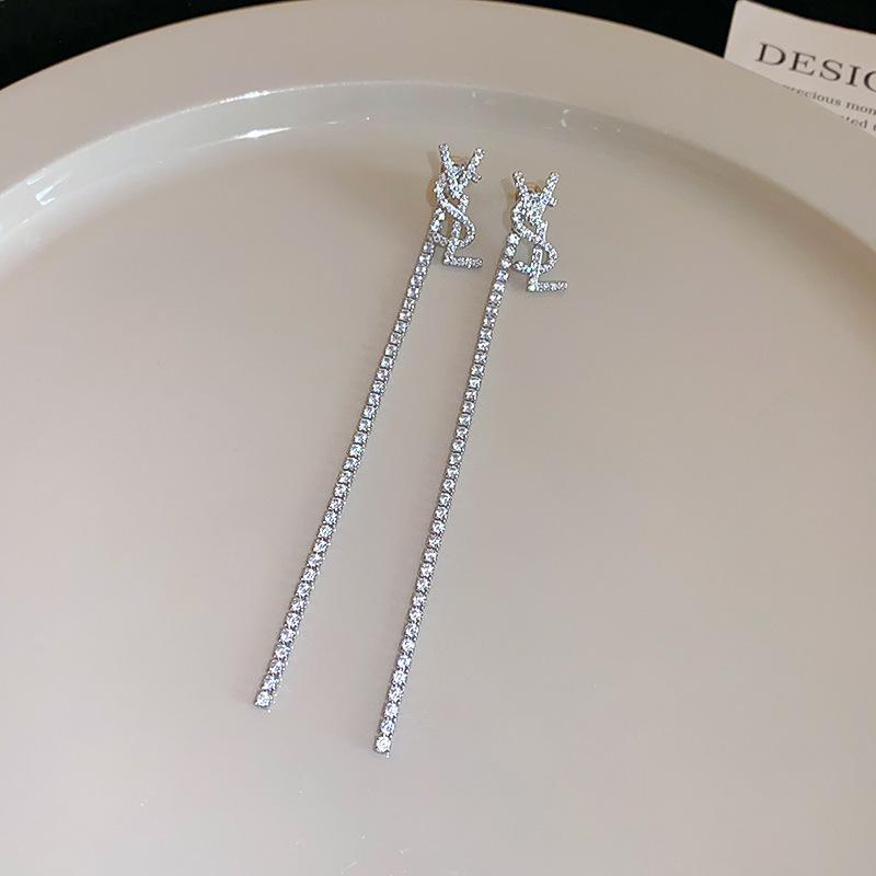 Vintage Silver Needle C-Shaped Diamond Pearl Stud Earrings - Elegant and Versatile Niche High-End Jewelry