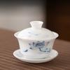 Sancai cover bowl Dehua white porcelain tea bowl Chinese-style household high-end large-capacity hover cover bowl tea