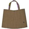Kyoto Kimono Yuzen Canvas Tote Bag with Misuzu Song Design, Women's (Khaki/Post Office Camellia/Purple)