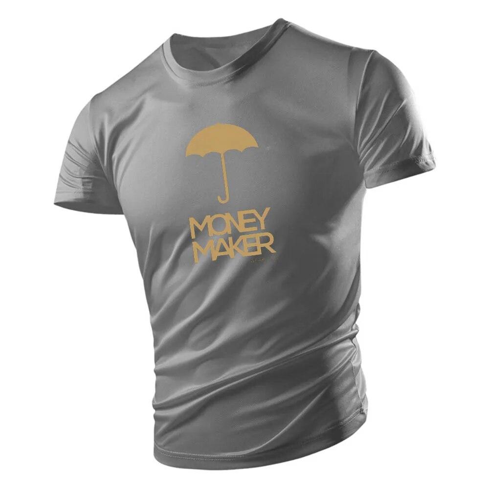 Casual Sports Style 2d Small Umbrella Print Summer Men'S Crew Neck Short Sleeve T-Shirt Loose Comfortable Breathable Quick Dry