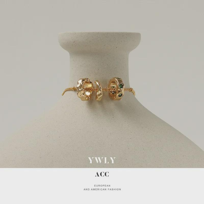 European & American Emerald Zircon Pendant Necklace - Retro, Simple, Fashionable Clavicle & Sweater Chain for Women