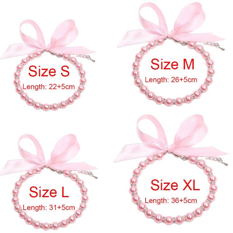 Adjustable Pearl Pet Collar Simulated Pearl Cat Bead Collar Necklace Elegant Bow Knot Ribbon Dogs Cats Collar Pets Accessories