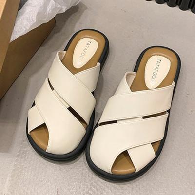 Geschlossene Halbschuhe für Damen, Gewebte und Perforierte Mules, Sandalen im Retro-Römischen Stil mit Quadratischer Spitze