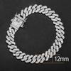 13MM  2 Row Rhinestone Paved Miami Rhombus Cuban Chain Hip Hop Men Women  Prong Cuban Link Chain Bracelet Iced Out men Jewelry