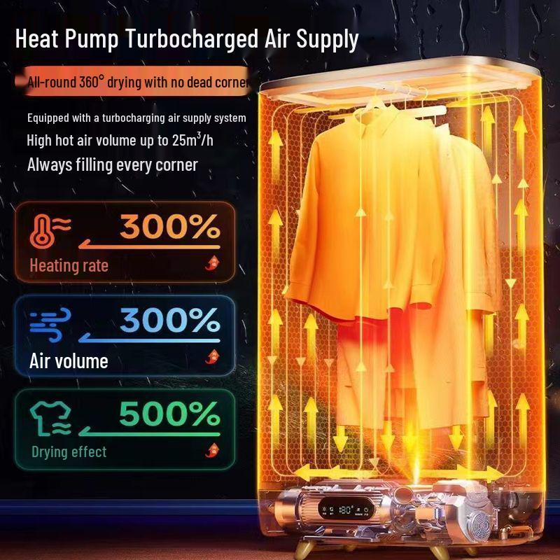 Multifunctional Portable Clothes Dryer & Ironing Machine with Foldable Rack and High-Temperature Sterilization