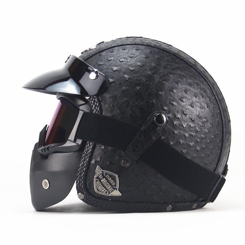 Four Seasons Retro Helmet Leather Personality Helmet Electric Vehicle 3/4 Half Helmet Big Turtle King Pedal Helmet