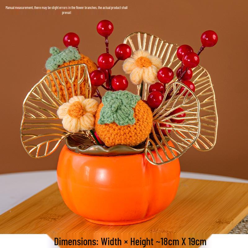 

Ruyi New Year Knitted Ornament: Persimmon, Strawberry, Apple Flowers & Year of the Horse Decor