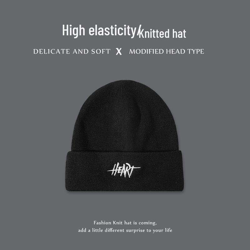 Men's Autumn/Winter Knit Beanie - Korean Style Letter Embroidery, Hip-Hop, Versatile Ear Protection Beanie.
