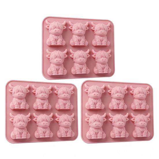 Hochlandkuh Silikon-Eiswürfelform Lebensmittelgeeignet 3D-Form für Whiskey-Cocktails Leicht zu lösend Mini-Kuh Schokoladen-Süßigkeitenformen zum Backen von Gummibärchen Fudge