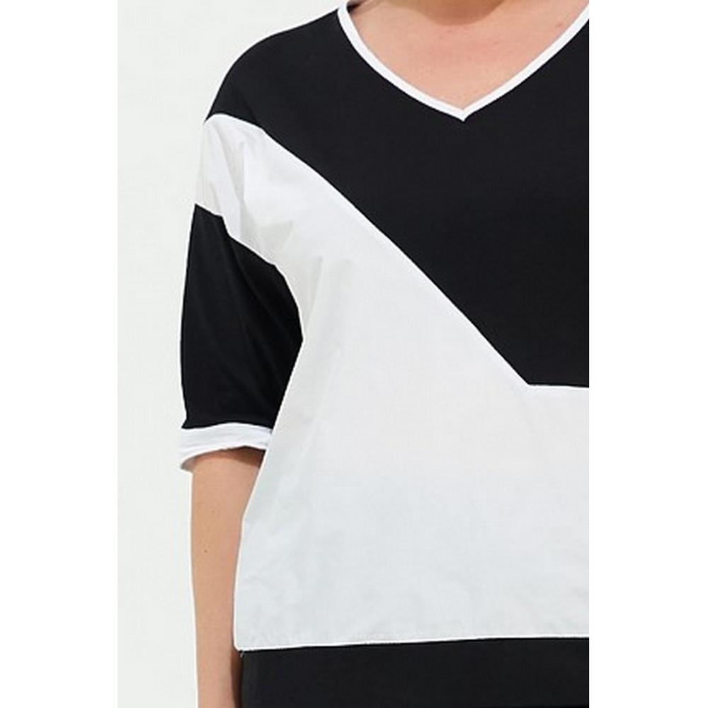 Fierte Kobieta Duży Rozmiar Bluzka Lm87100 Dekolt V Pół Rękawa Dzianina Spadochronowa Kombinacja