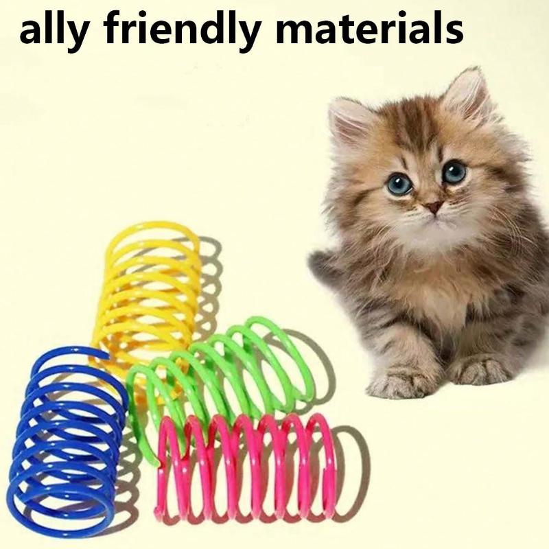 Pet Cat Self-Playing Toy, Plastic Colorful Spring Bouncing Interactive Teaser For Cats, Cat Supplies Cat Spiral Spring/Paper Crinkle Toys