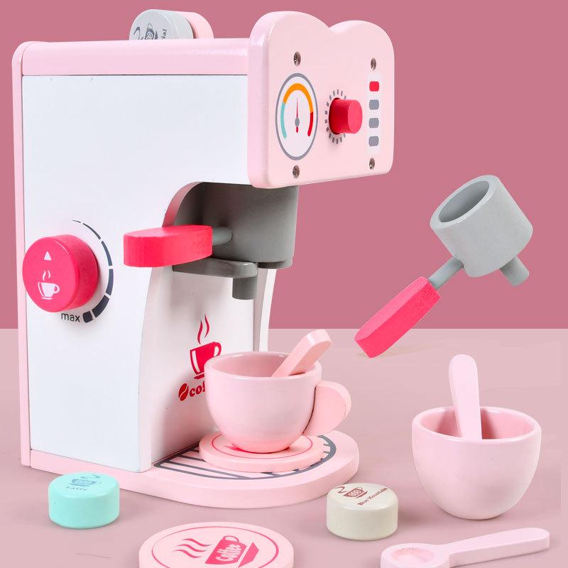 Wooden Toy Coffee & Milk Tea Maker - Parent-Child Interactive Kitchen Playset