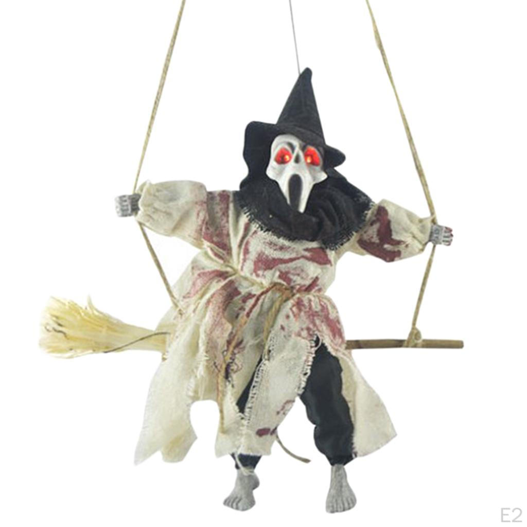 Broom Witch And Creepy Sound Halloween Prop Decor