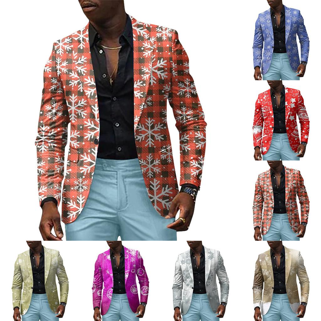 Unisex Winter Christmas Prints Suit Jackets Unisex Casual Fashion Button Jackets