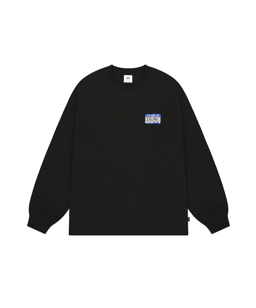 Opeunyadeu(Owai) Torn Name Tag Long Sleeve - Black