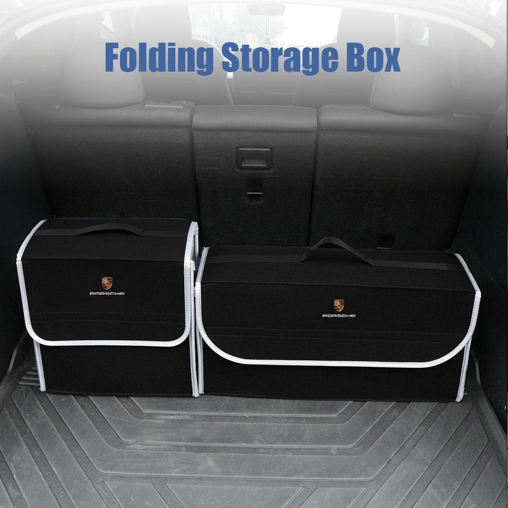 Cars Foldable Trunk Badge Car Soft Felt Storage Bag Organizer For Porsche Cayenne Panamera Macan Boxster 911 Carrera-GT 928 944 968