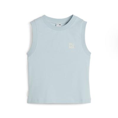 Solid Color Casual Sports Ribbed Sleeveless Pullover Women Tops Light-Blue 624308-22