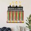 Metal Wall-Mounted Trophy & Medal Display Rack With "Believe Achieve" Motivational Sign Multi-Hook For Awards, Keys, Ribbons