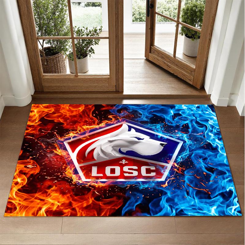 LOSC Lille FC Design Crystal Velvet Rug Soft Decorative Mat for Bedroom Entrance
