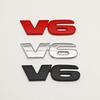 3D Chrome Red Black Metal Alloy Letter V6 Logo Car Rear Trunk Badge Adhesive Emblem Auto Sticker For Toyota Accessories